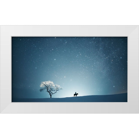 A Starry Night White Modern Wood Framed Art Print by Z, Bingo