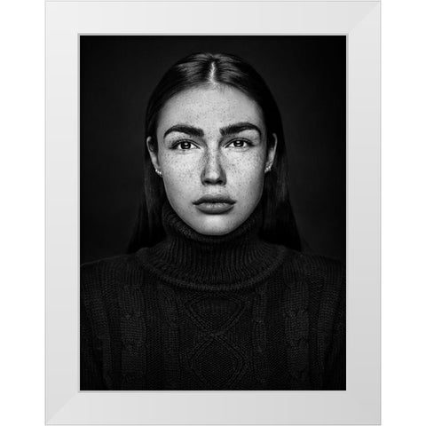 Project Faces [Romi] White Modern Wood Framed Art Print by Krystynek Mqep, Martin