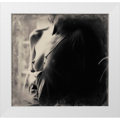 Untitled White Modern Wood Framed Art Print by Bousca, Bogdan