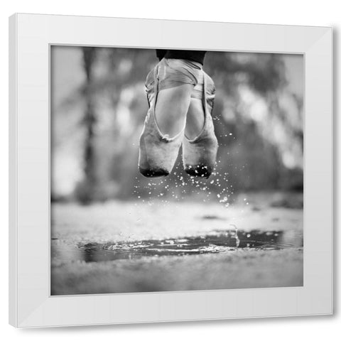 The Day We Went Jumping In Puddles White Modern Wood Framed Art Print by Ashton-Jones, Howard