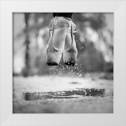 The Day We Went Jumping In Puddles White Modern Wood Framed Art Print by Ashton-Jones, Howard