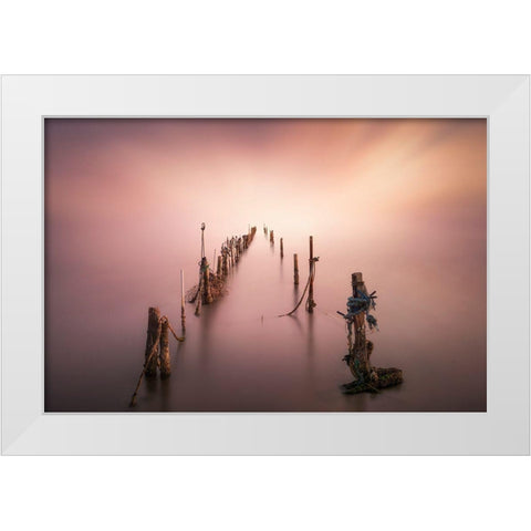 Sticks White Modern Wood Framed Art Print by Guerola, Joaquin