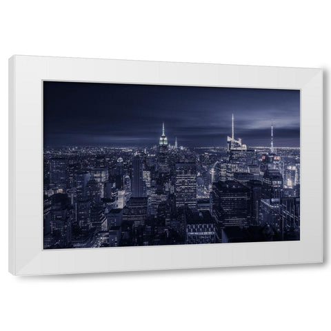 Blue City White Modern Wood Framed Art Print by Ruiz Dueso, Jorge