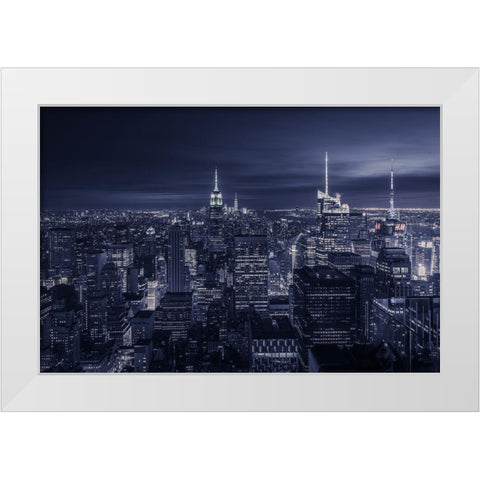 Blue City White Modern Wood Framed Art Print by Ruiz Dueso, Jorge