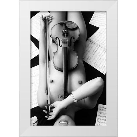 Body Of Music White Modern Wood Framed Art Print by McCracken, David