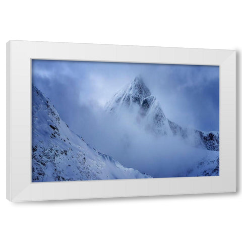 Falketind White Modern Wood Framed Art Print by Eriksson, Rickard