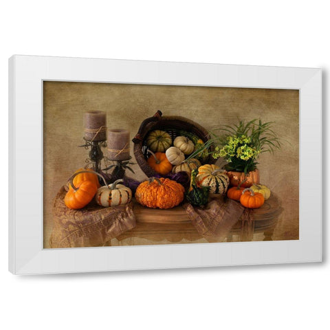 Autumn Gathering White Modern Wood Framed Art Print by Hewson, Darlene
