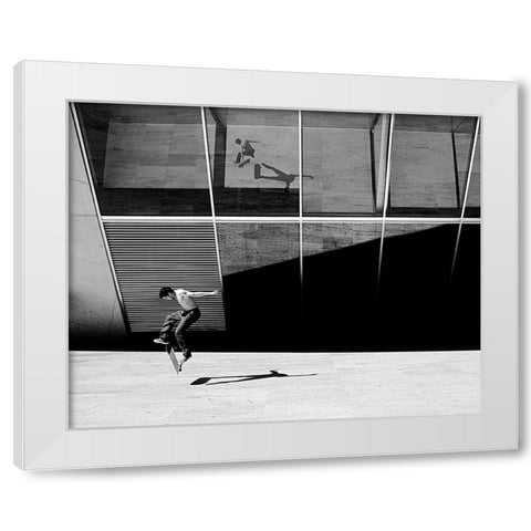 Skate Rider White Modern Wood Framed Art Print by Domenichi, Luca
