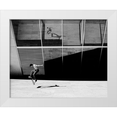 Skate Rider White Modern Wood Framed Art Print by Domenichi, Luca