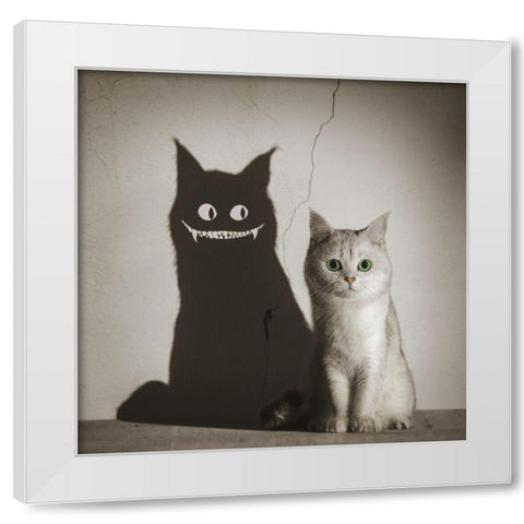 The Shadow Smiles To You White Modern Wood Framed Art Print by F, Terry