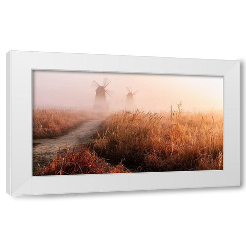 Morning Mist White Modern Wood Framed Art Print by Eom, Gwangseop