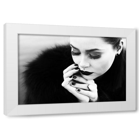 Between Fingers White Modern Wood Framed Art Print by Melo, Josefina