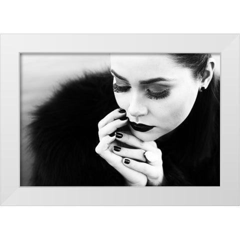 Between Fingers White Modern Wood Framed Art Print by Melo, Josefina