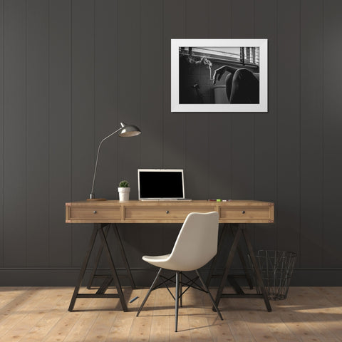 No.87 White Modern Wood Framed Art Print by M, Adirek