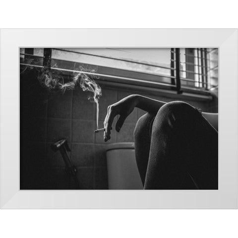 No.87 White Modern Wood Framed Art Print by M, Adirek