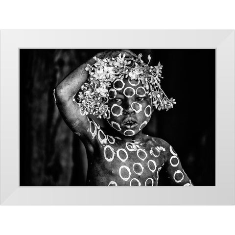 Circles White Modern Wood Framed Art Print by Vidak, Vedran