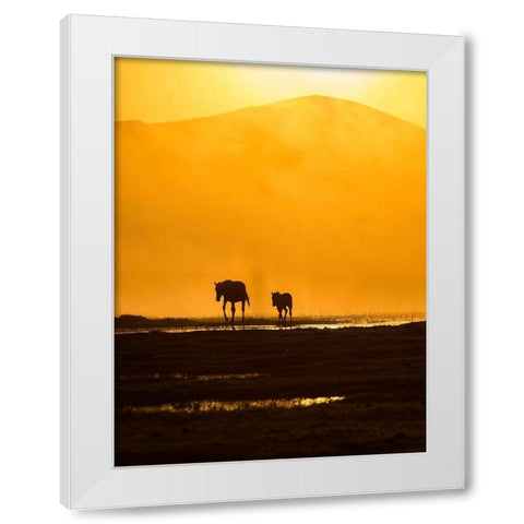 Following Mommy White Modern Wood Framed Art Print by Pancareken, Yavuz