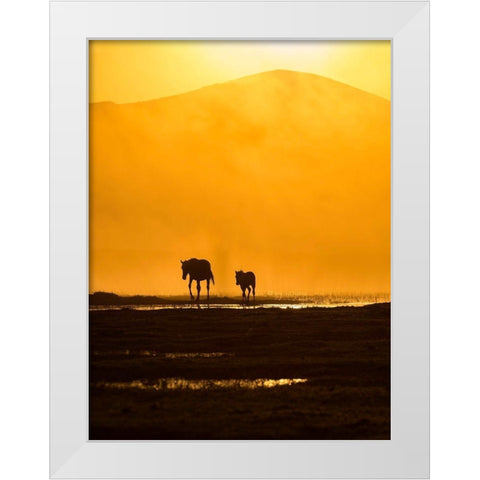 Following Mommy White Modern Wood Framed Art Print by Pancareken, Yavuz