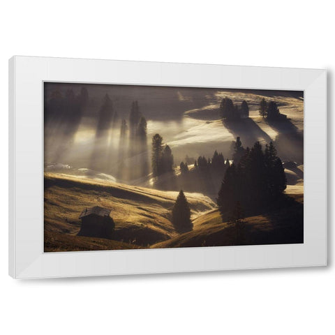 Sunrise In Dolomites White Modern Wood Framed Art Print by Anton, Rostovskiy