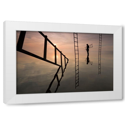 Untitled White Modern Wood Framed Art Print by Paradowski, Leszek