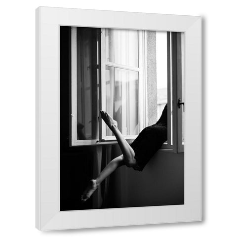 Jazzy Sunday White Modern Wood Framed Art Print by Kijurko, Lorna