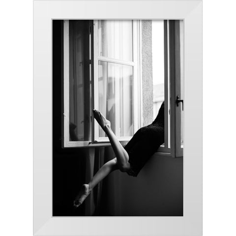 Jazzy Sunday White Modern Wood Framed Art Print by Kijurko, Lorna