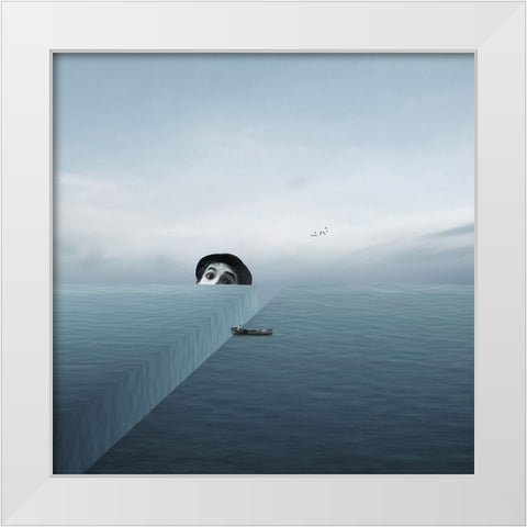 Save Me White Modern Wood Framed Art Print by Hardibudi