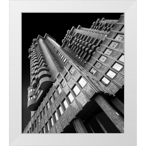 Plaza Building White Modern Wood Framed Art Print by Serra, Peru