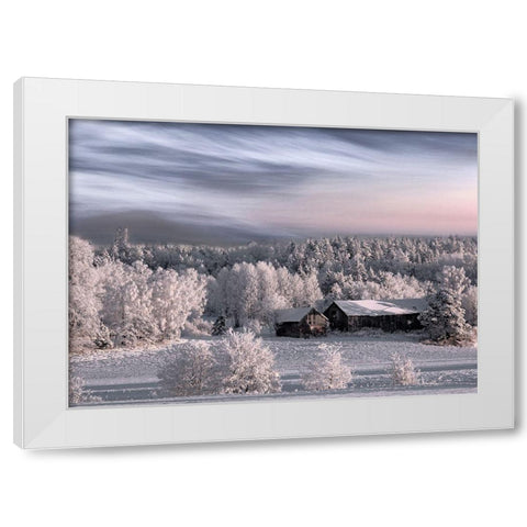 Winter Morning White Modern Wood Framed Art Print by Emanuelson, Bjorn