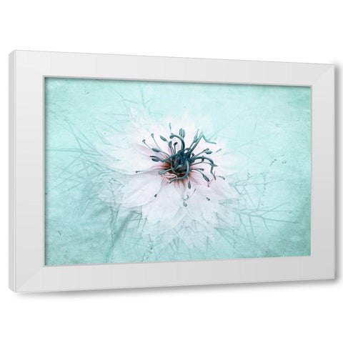Misty Blue White Modern Wood Framed Art Print by Parker, Jacky