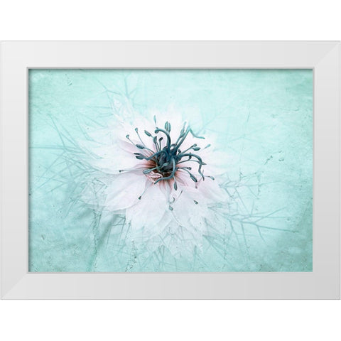 Misty Blue White Modern Wood Framed Art Print by Parker, Jacky