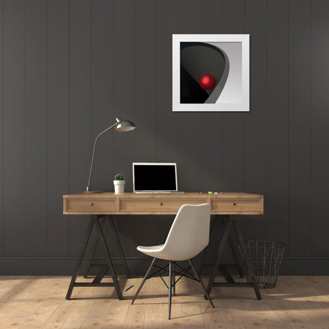 Metal Ball In Bowl White Modern Wood Framed Art Print by Bunjamin, Antonyus