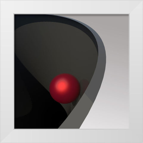 Metal Ball In Bowl White Modern Wood Framed Art Print by Bunjamin, Antonyus