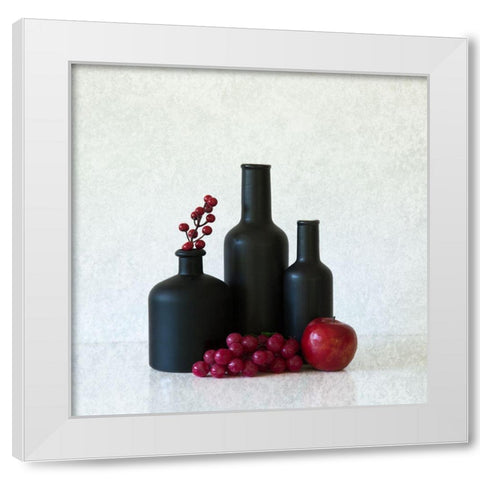 Study In Black And Red White Modern Wood Framed Art Print by Hammer, Jacqueline