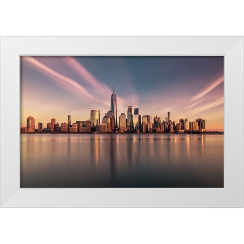Golden Manhattan White Modern Wood Framed Art Print by Dai, Wei