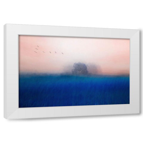 The Tree On The Blue White Modern Wood Framed Art Print by Yang, Chunggook