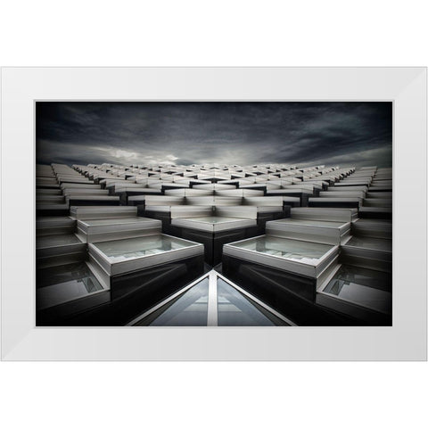 Triangles White Modern Wood Framed Art Print by De Groen, Maurits