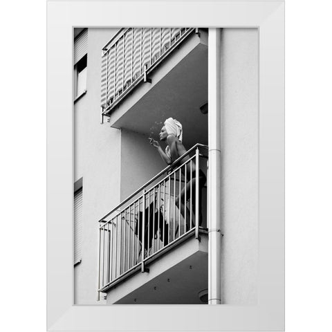 Nika White Modern Wood Framed Art Print by Kijurko, Lorna