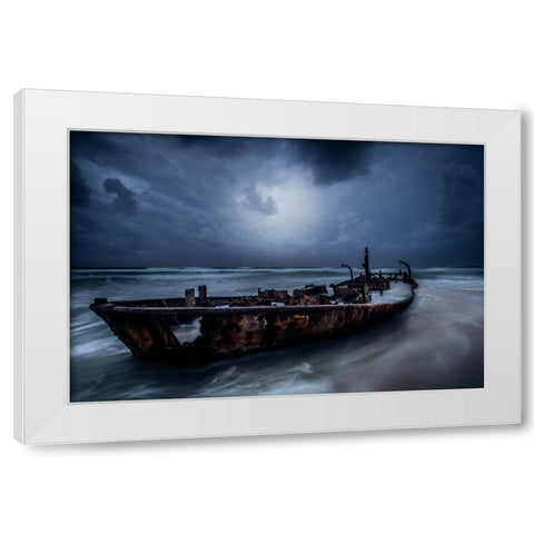 The Old Ship White Modern Wood Framed Art Print by Kazamil, Farid