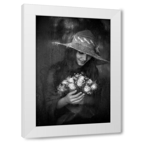 Flower White Modern Wood Framed Art Print by Nisan Kandilcioglu, Ummu