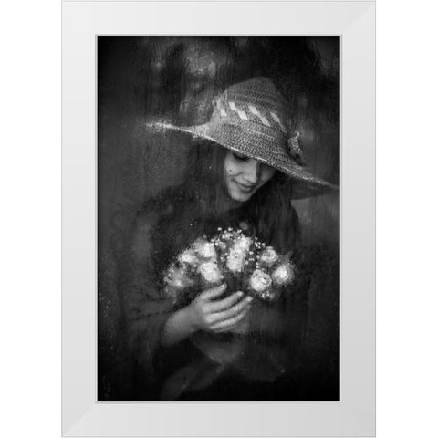 Flower White Modern Wood Framed Art Print by Nisan Kandilcioglu, Ummu