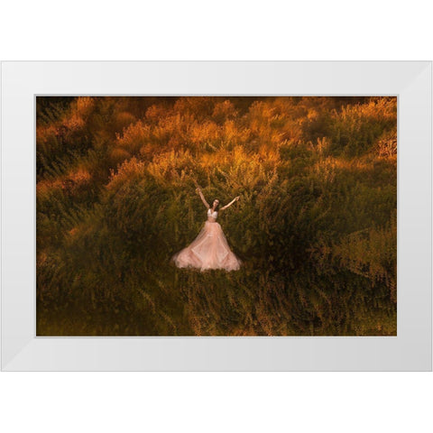 Natalia In The Field White Modern Wood Framed Art Print by Darzi, Mike