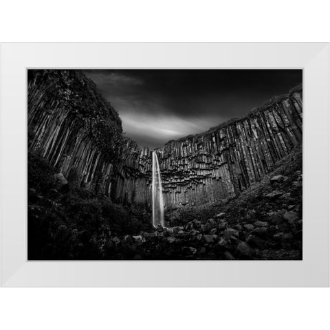 Svartifoss Waterfall White Modern Wood Framed Art Print by Digalakis, George