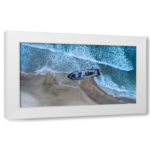 To The Beach 1970 White Modern Wood Framed Art Print by Kazamil, Farid