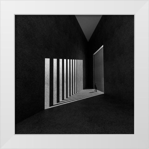 Waiting Freedom White Modern Wood Framed Art Print by Bunjamin, Antonyus