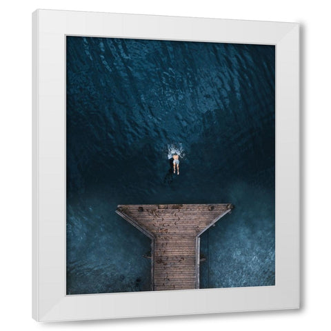 Jump White Modern Wood Framed Art Print by Ziomek, Witold