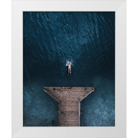 Jump White Modern Wood Framed Art Print by Ziomek, Witold