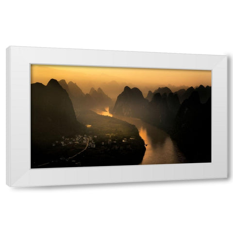 Li River White Modern Wood Framed Art Print by Massetti, Fabrizio