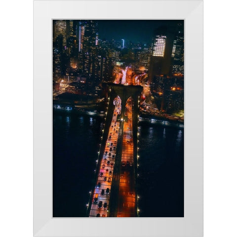 Flying Nyc White Modern Wood Framed Art Print by De La, Javier