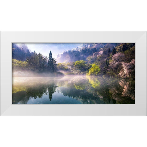Morning Calm White Modern Wood Framed Art Print by Eom, Gwangseop